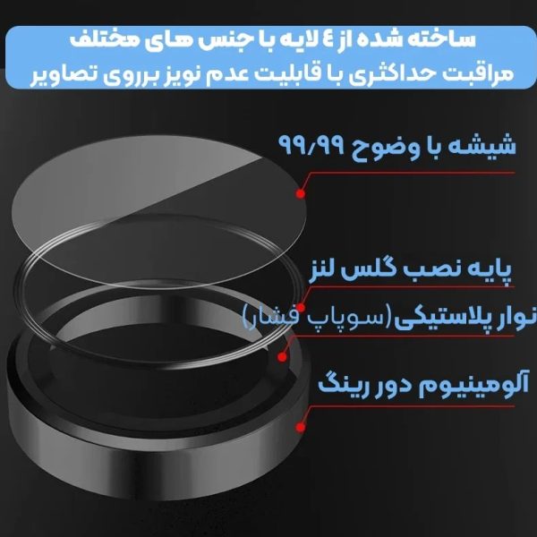 گلس دوربین مناسب سامسونگ S25 fe رینگی نگین دار - تصویر 2